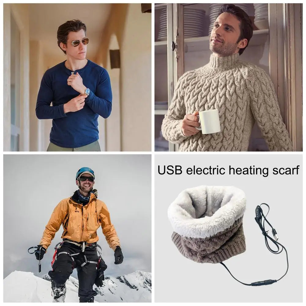 Winter Electric Heated Scarf Neck Wrap USB Rechargeable Neck Warmer 3 Speed Adjustable Heating Scarf For Cycling Skiing Camping