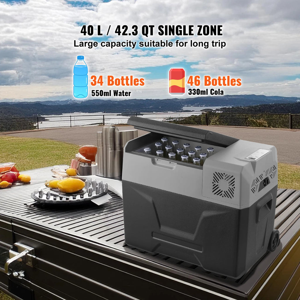 SucceBuy Car Refrigerator 12 Volt Car
Refrigerator Fridge Single Zone Portable Freezer  and Handle
 -4℉-68℉ 12/24V DC and Cooler