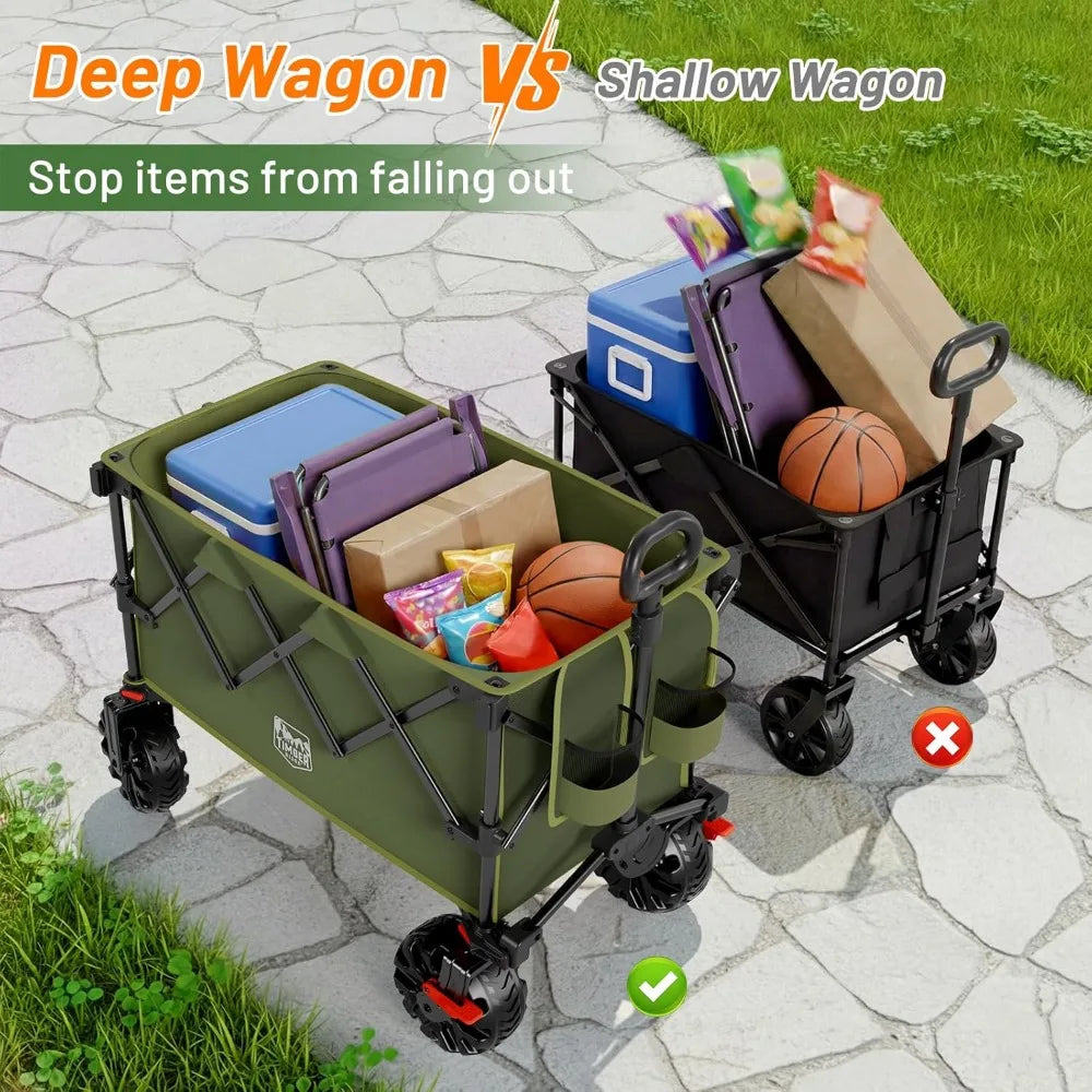 Outdoor Folding Stroller with Brakes and Cup Holders, 
500-pound Heavy-duty All-terrain Wheels