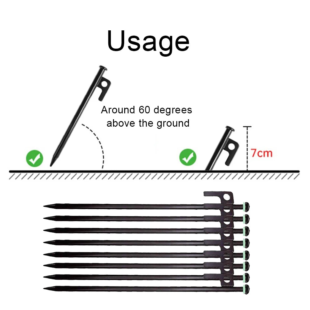 18Pcs 11.8 Inch Metal Tent Stakes 
Camping  Accessories Kit Hiking , Garden Ground