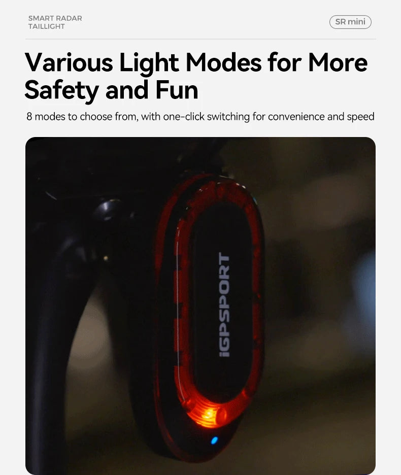 iGPSPORT SR  mini Tail Light with Brake Alert IPX7 
Waterproof Daytime Running Lamp for Road Cycling Bike Safety