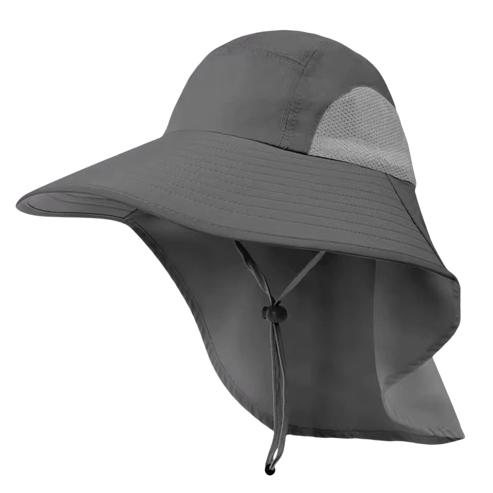 Summer 12CM Large Brim Sun Hat . 
Men Women Breathable Fishing Cap
Sun UV Protection Mesh Fisherman Hiking, Beach