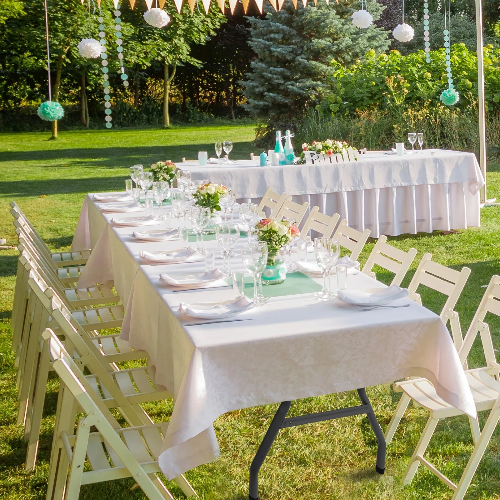 Extra-Large 6ft Waterproof Banquet Table - Heavy Duty Folding w/ Non-Slip Surface! Perfect for All Parties