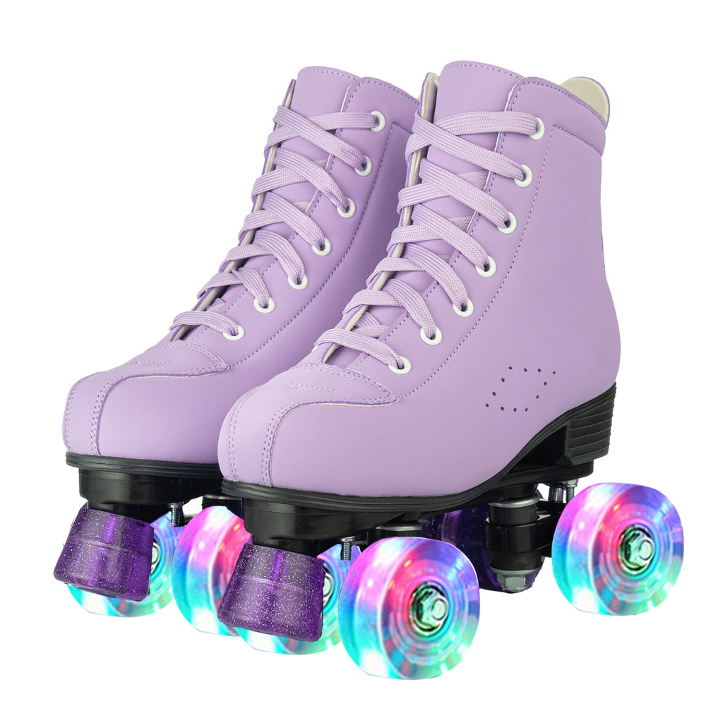 Size 35-45 Double Row Roller Skates 4 Wheels Flashing Skate Shoes For Women Girls Adult Outdoor Skating Training Quad Sneakers