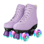 Size 35-45 Double Row Roller Skates 4 Wheels Flashing Skate Shoes For Women Girls Adult Outdoor Skating Training Quad Sneakers