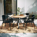 Set of 4 Stackable Rattan Chairs .
  Indoor / Outdoor Patio Curved Back, 
 Cross Bracing Black,