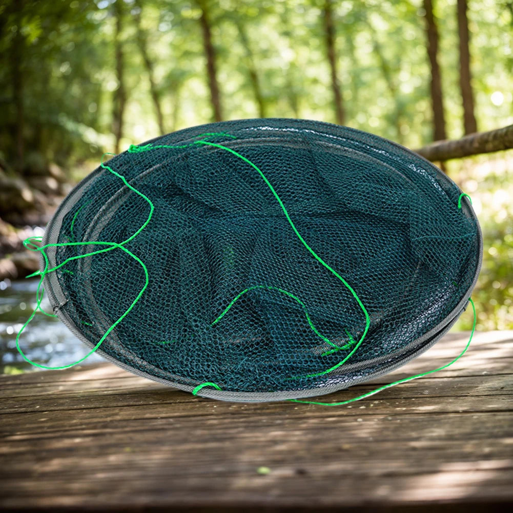 Portable Foldable Fish Net 
Folded  Mesh.   Baits Trap Cast,  Crab , Shrimp , Cage