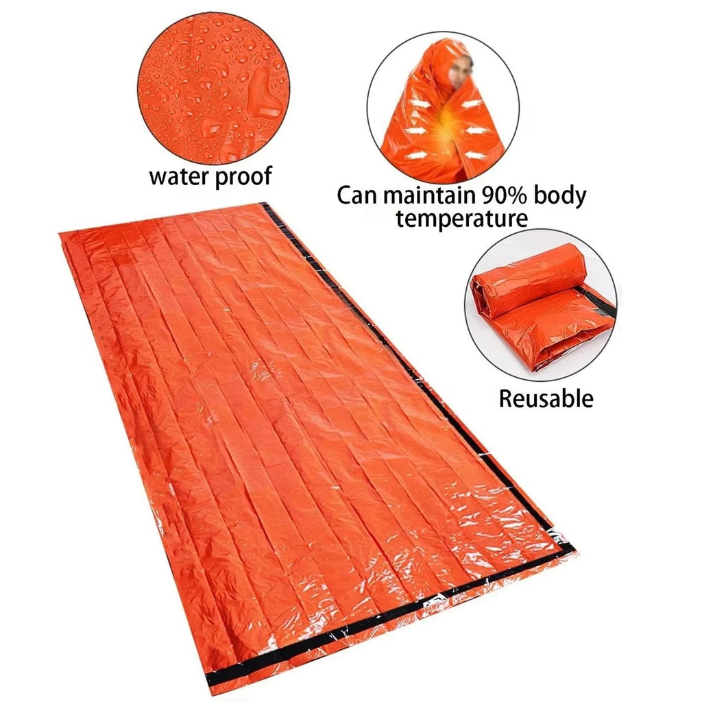Compact & Lightweight Emergency Thermal Sleeping Bag -
Waterproof, Mylar - Enhanced for Outdoor Camping, EDC & First Aid Rescue