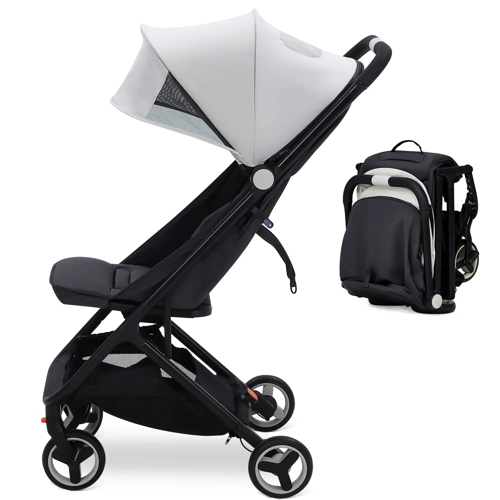 Lightweight Baby Stroller, Compact 
Umbrella Stroller with Adjustable Canopy/Footrest/Backrest,
One-Hand Folding Newborn Stroller