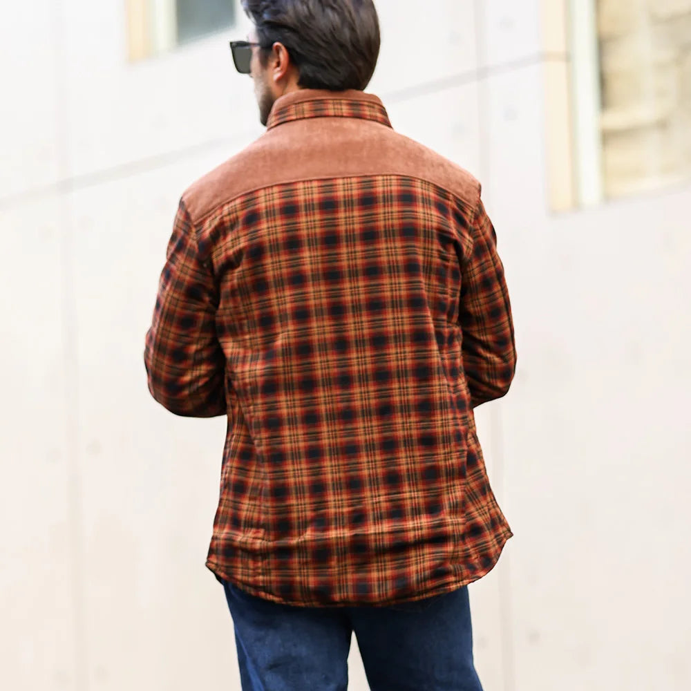 Men's Jackets Winter Windproof Warm 
Casual Bomber Coat Plaid Sherpa Lined Flannel Outdoor Classic  US Size