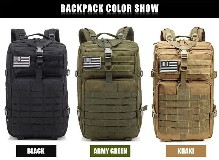 45L Man Tactical Backpacks Traveling  Outdoor 3P School Pack EDC Molle Pack