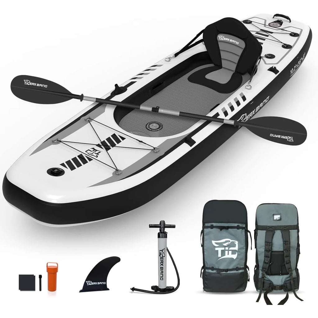 10.2'x35''x8'' Inflatable Kayak with Detachable Seat, SUP-
 Set Includes Hand Pump/Aluminum Oar/Backpack, Boat for Adults