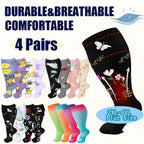 4 Pairs --Plus Size,    Compression Socks For Men And Women - 
Support Knee-High Socks, Ideal for Running, Cycling, Travel, and Soccer