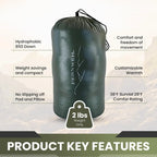 Ultralight 850 Fill Down Sleeping Bag Top Quilt 
for Backpacking and Camping Comfort