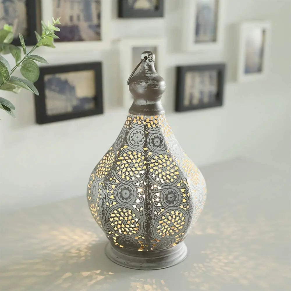Moroccan Table Lamp Retro Battery Operated Lamps Hanging Candle Holder Bedside Lamps Night Light Living Room Bedroom Home Decor