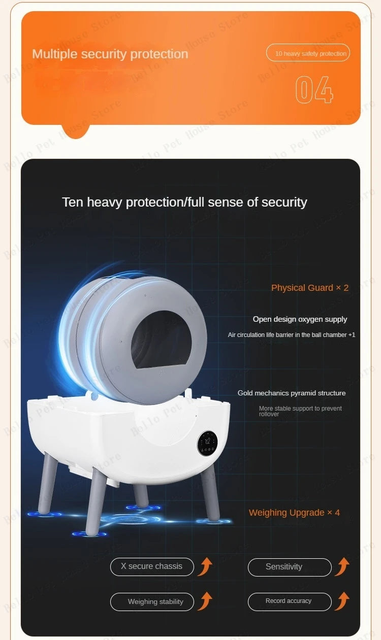 Automatic Smart Cat Toilet,   Electric Litter Box Can Be Remotely Controlled By App enclosed