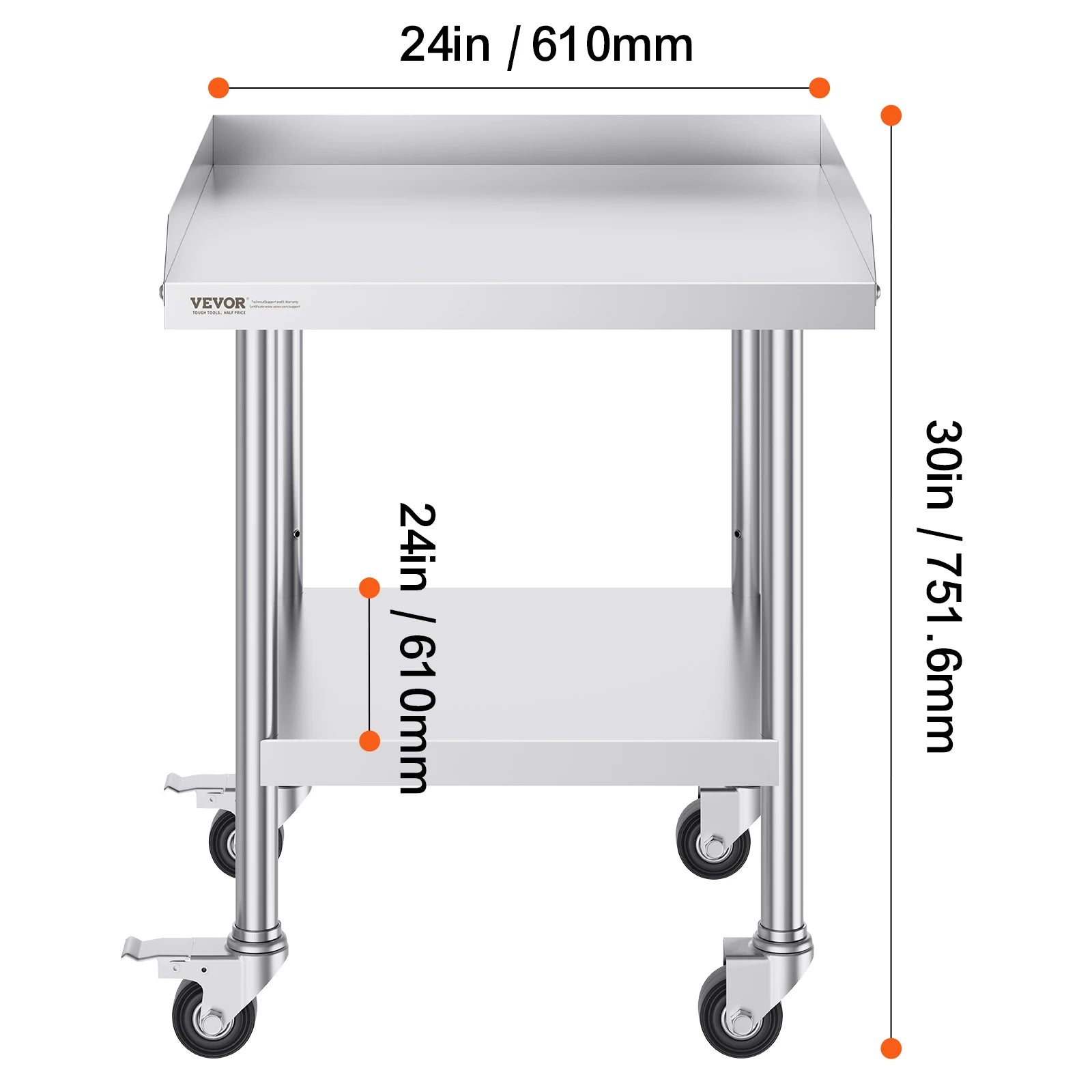 SucceBuy Stainless Steel Work Table Commercial Food Prep  
with 4 Wheels 
Heavy Duty for Restaurant Home