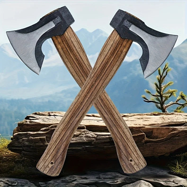 2PCS Professional Firewood Splitting Axe - Anti-Slip 
Wood Handle & Sharp Blade for Efficient Chopping & Outdoor Adventures