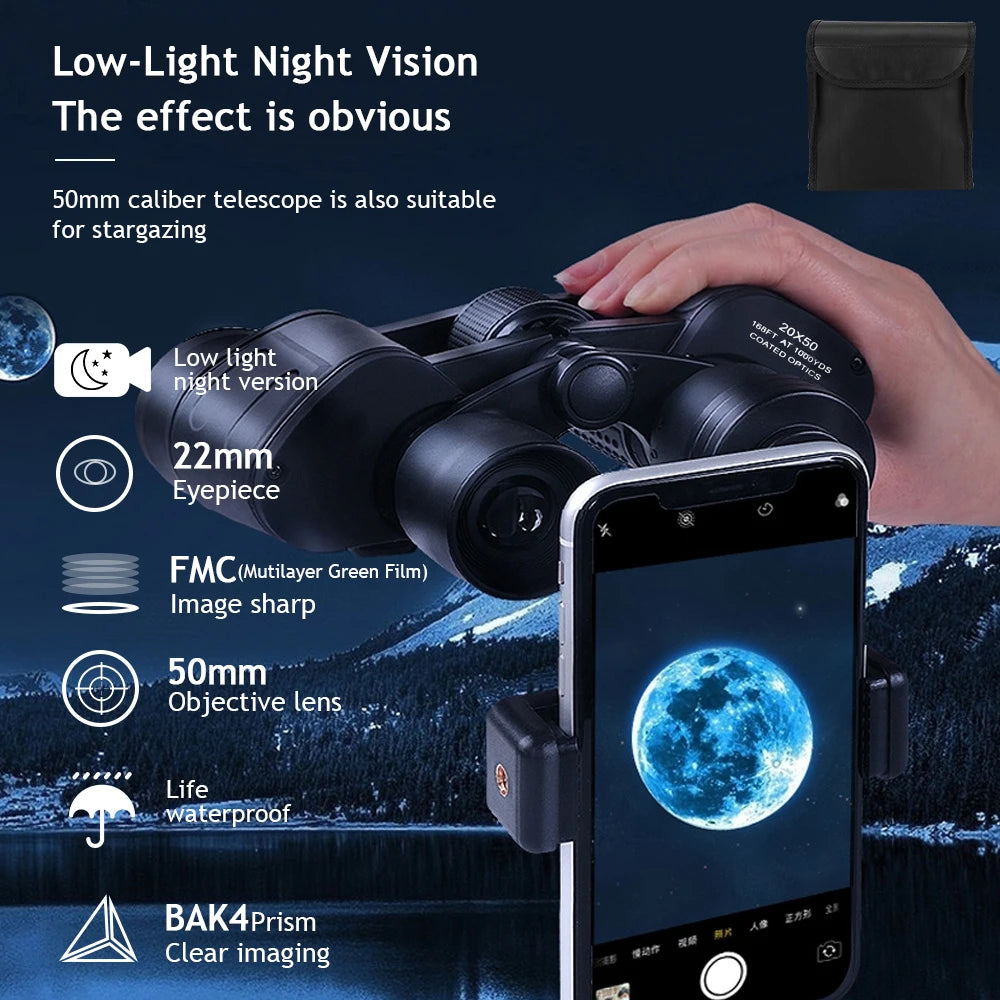 180x100 Zoom Binoculars Professional 
HD BAK4-Prism Powerful -- Day Night Vision 
Long Range Outdoor Waterproof Telescope