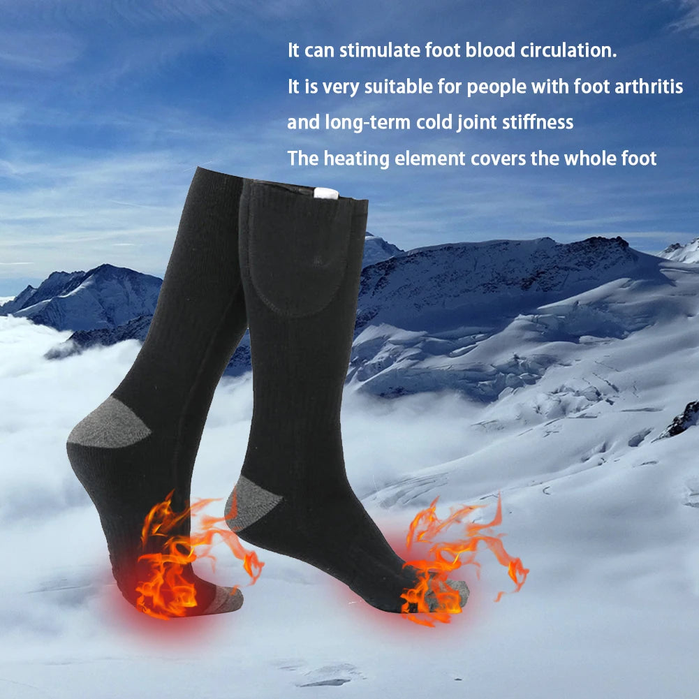 1Pair Winter Heated Socks Anti Slip 
Battery Powered 
Cold-Proof  Heating Warm Long Socks For Outdoor Skiing Hiking