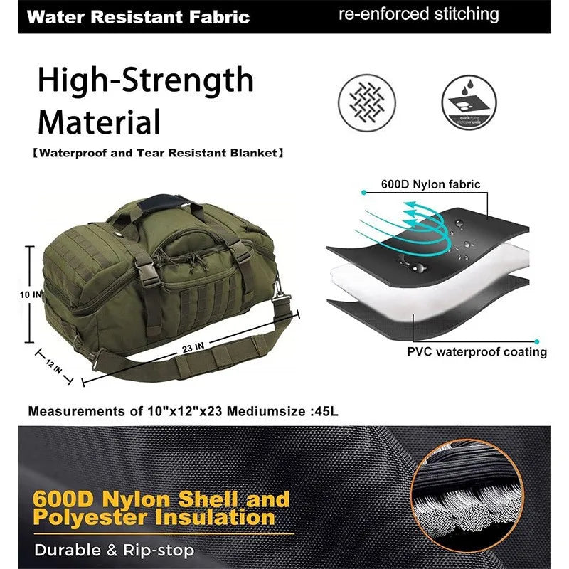 40L 60L 80L Waterproof Travel Bags Large Capacity  Men Duffel Bag