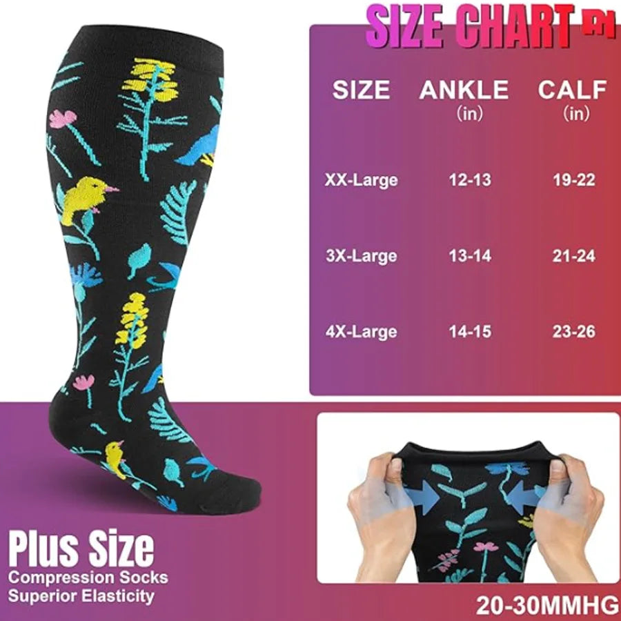 3 Pairs --- Extra Wide Plus Size.   
Compression Socks for Women and Women Mid-Calf Sports 
for Running, Cycling, and Travel