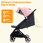 Lightweight Baby Stroller, Compact 
Umbrella Stroller with Adjustable Canopy/Footrest/Backrest,
One-Hand Folding Newborn Stroller