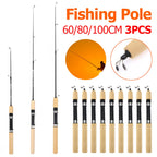 3PCS Ultra-Short Ice Fishing Rod 
60/80/100CM Telescopic,Lightweight  for Angling.
