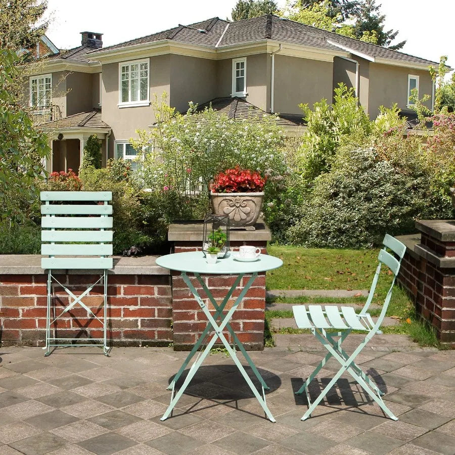 Grand patio 3-Piece Steel Foldable Bistro Set .  2 Chairs and 1 Table .  
Weather-Resistant Outdoor/Indoor for  Conversation
