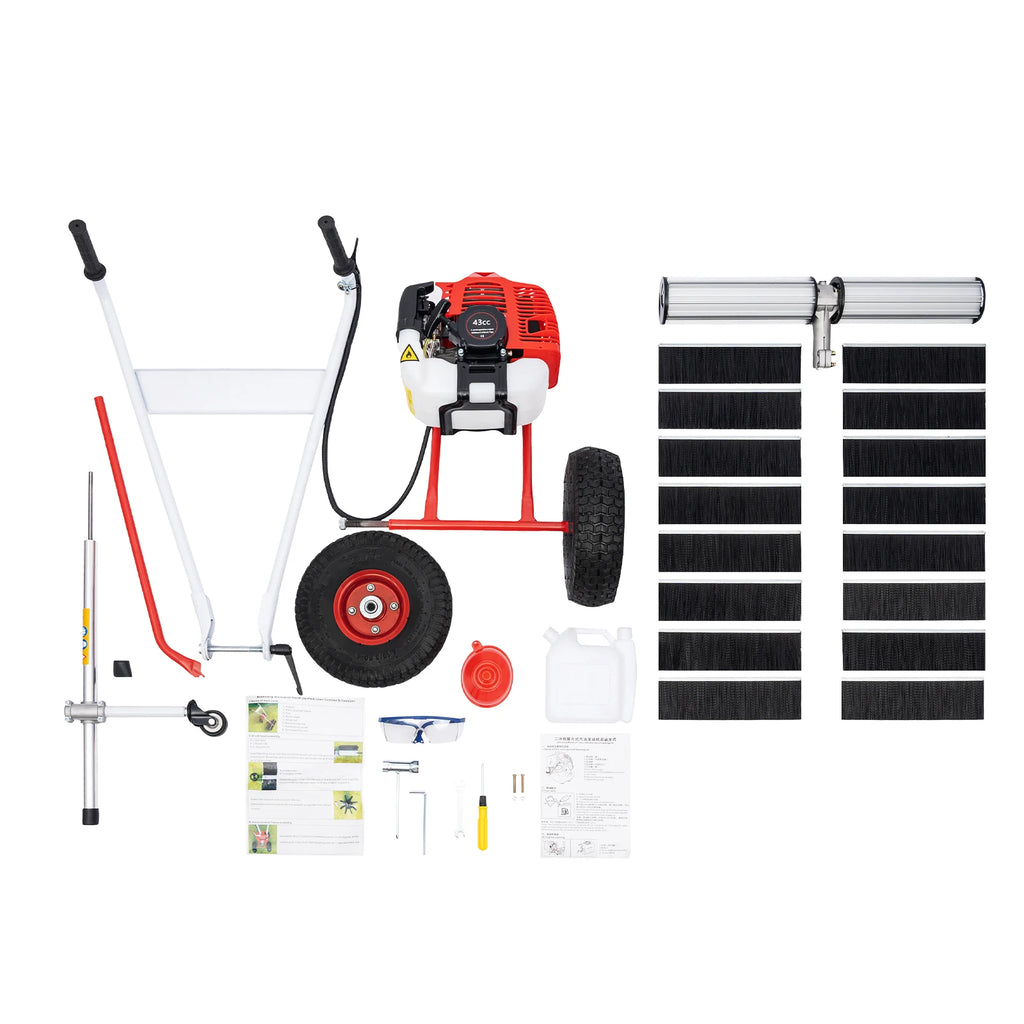 Hand Push Sweeper 43CC 
Artificial Turf Sweeping 
Brushes Rake For Grass 2-Stroke Gasoline Engine