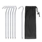 Tent Stakes Aluminum with Hook Kit, 6Pcs 18.3cm/7.2" Ground Pegs and Storage Bag for Outdoor Camping Canopy Tarp 1 Set