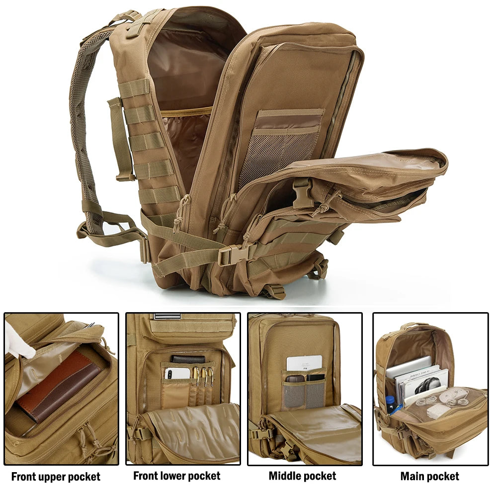 45L Man Tactical Backpacks Traveling  Outdoor 3P School Pack EDC Molle Pack