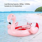 Giant Flamingo Pool Float,,  for 4-6 People . 
Inflatable Raft with Air Pump and 6 Cup Holders 
Pink Floating Island Toy for Adults