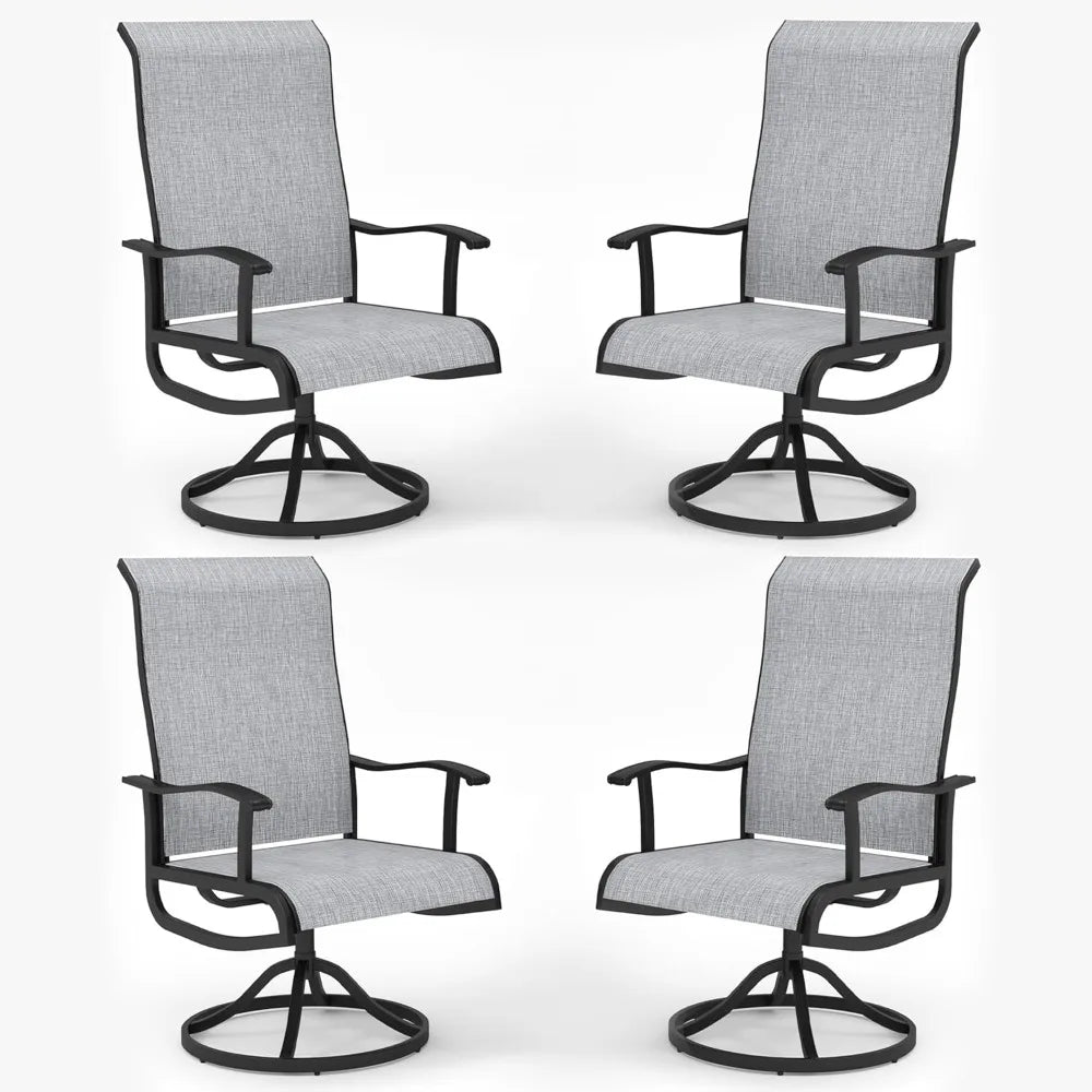 Terrace Swivel Chair, 4-piece Set, 
Outdoor/Indoor  Rocking Chairs, 
All-weather Textile High Back and Metal Frame