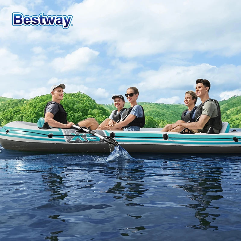 Bestway 65159 5 Person Inflatable Kayak - 
Durable PVC Material, Large Adventure Boat, Kit Format, Highly Buoyant and Stable
