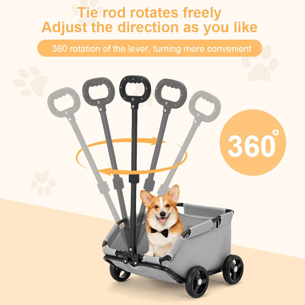 Stroller for Traveling , 4 Wheels,  
Dog Cat Teddy Cart
, Lightweight Folding Trolley for Travelling Shopping Walking