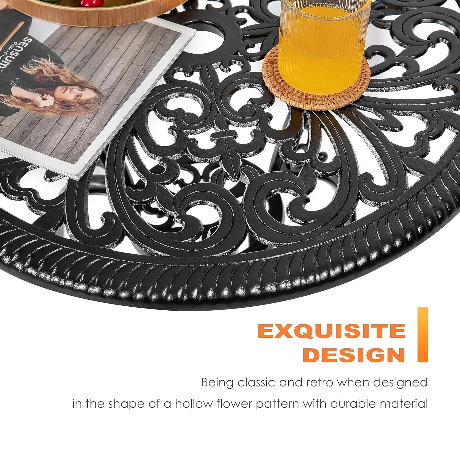 3 Piece Outdoor Bistro Table Set,
All Weather Cast Aluminum 
Patio Bistro Chairs Set of 2