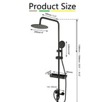 ZAPPO Matte Black Bathroom Shower Set 8 inch Rainfall , Wall Mounted 3-4 Function System & ABS Shelf