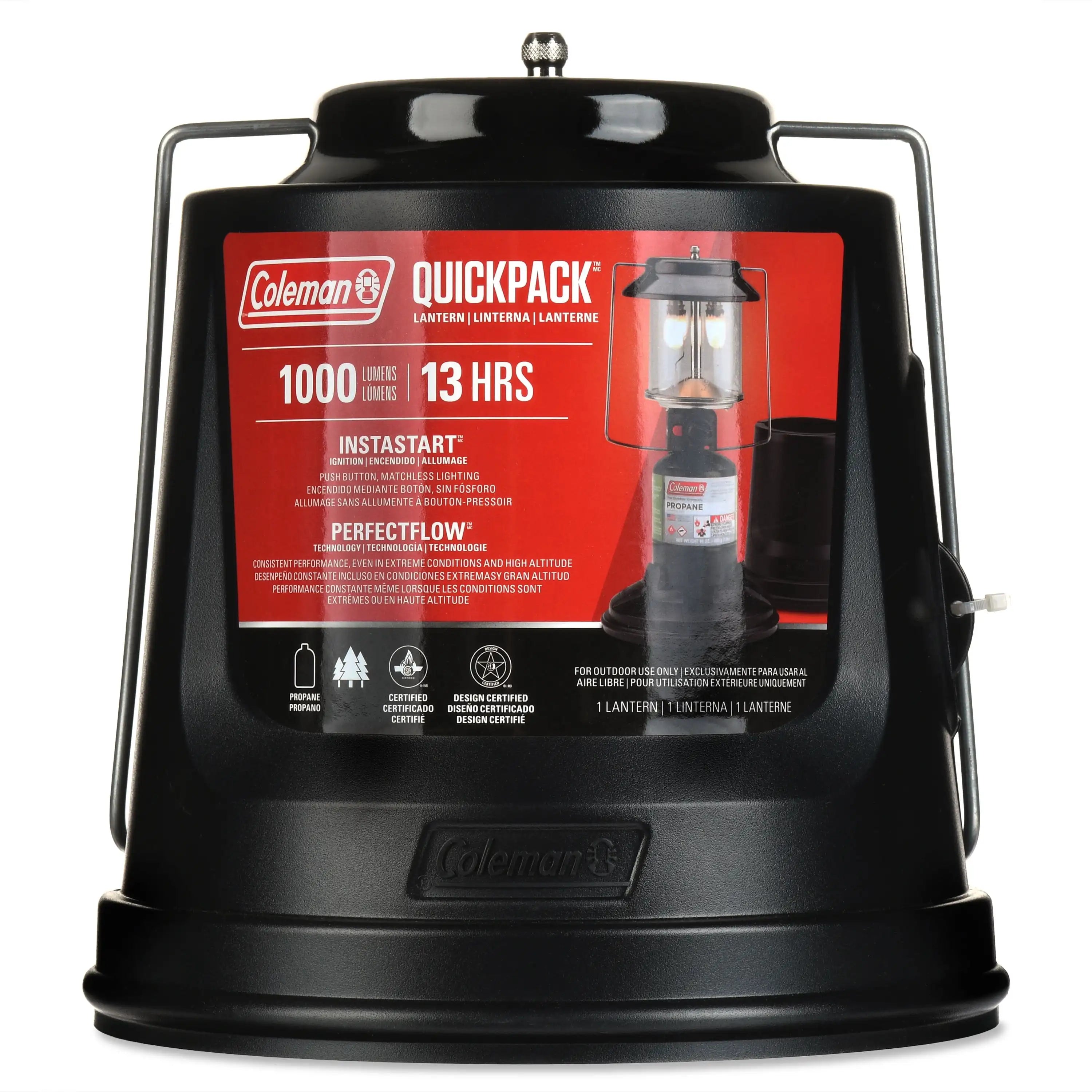 Quick-Pack 810 Lumens 2-Mantle Propane Lantern with Carry Case, Black, 

Bright Portable Camping Light