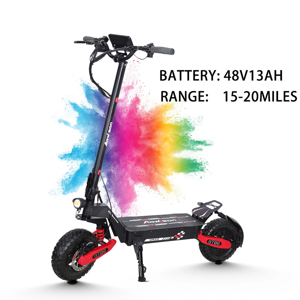 Arwibon GT06 1200W Foldable E-Scooter for Adults -
Max Speed 25MPH, 
48V 13AH/23.4AH, 11"Off-Road Tires