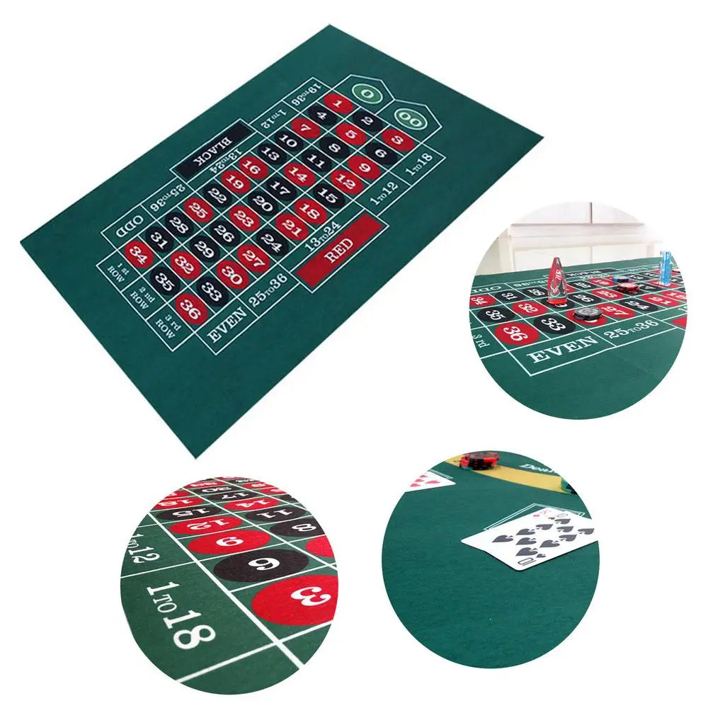 Double-sided Poker Layout Mat Blackjack and Texas Holdem Available Table Mat Craps and Roulette Table Felt Green Fabric Mat