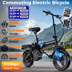 LELEKUAI 500W Adult Electric Bike, 20 MPH, 
48V 10.4Ah Removable Battery, 
14 Inch        Folding , Multi-Shock Absorption
