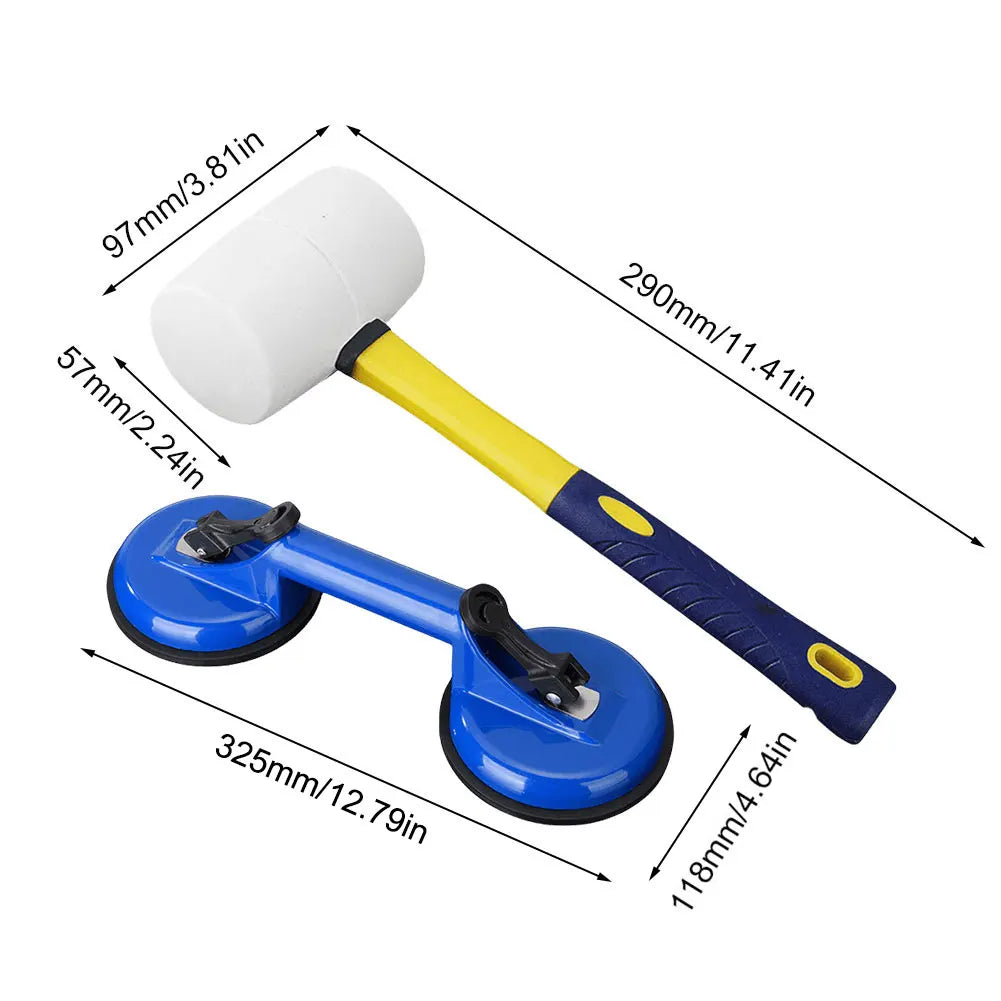 Floor  Fixer Tool---- Rubber Mallet Hammer 
Glass Suction Cups for Laminate Floor  Repair 
Can't Use on Scraped Surface Floor