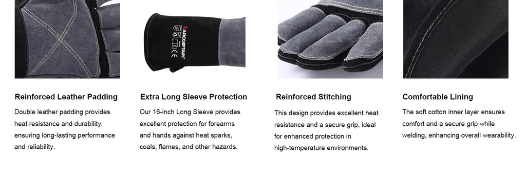 ARCCAPTAIN 16inch Welding Gloves Multifunctional 
Heat Resistant Mig/Stick/Tig Welder