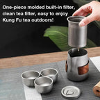 Camping Tableware Set 
Lightweight Titanium Coffee Pot Tea Kettle
 Outdoor Camping Kettle Set 3 Cups Tea Set For Hiking Picnic