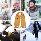 USB Charging Electric Heated Scarf Adjustable Temperature Electric Winter Warmer Unisex Creative Neck Warmer