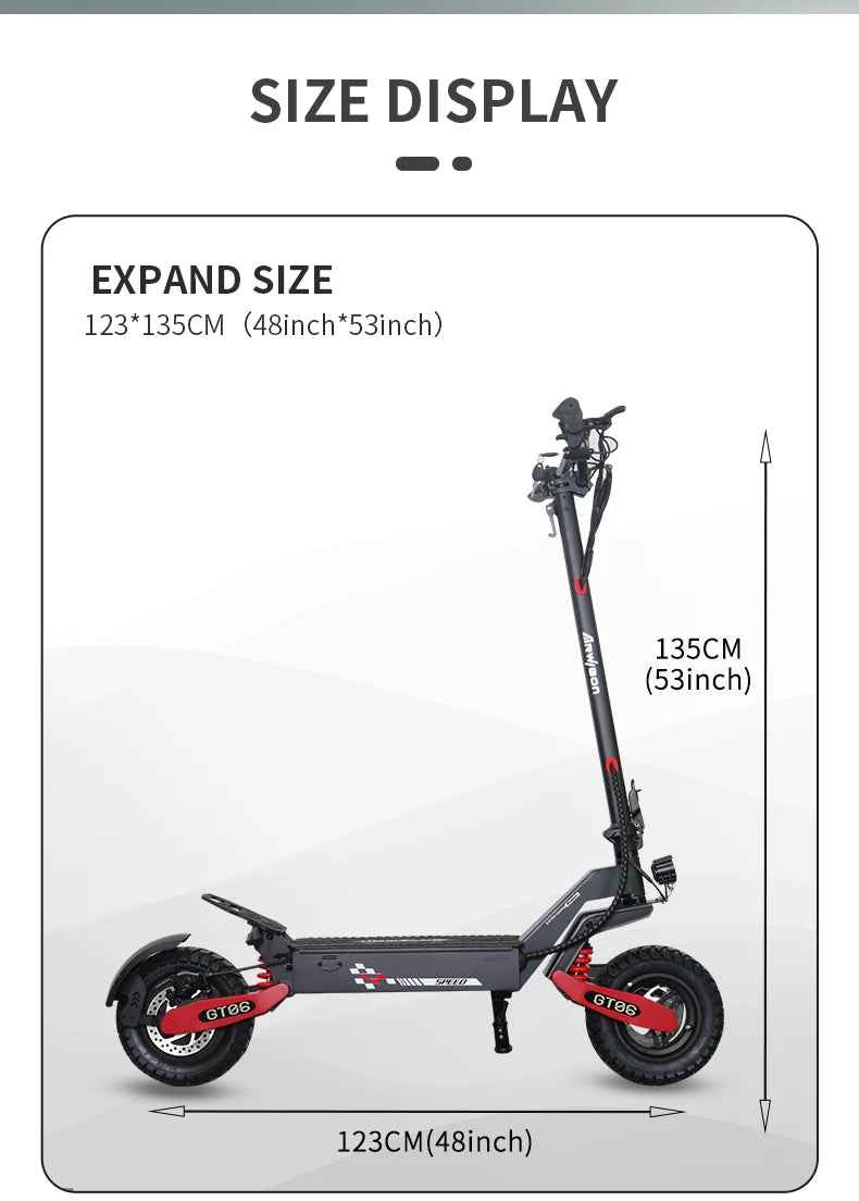 Arwibon GT06 1200W Foldable E-Scooter for Adults -
Max Speed 25MPH, 
48V 13AH/23.4AH, 11"Off-Road Tires