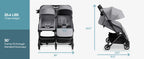 Lithe Double Stroller, Lightweight Side by Side Stroller,
 for Newborn and Toddler, Easy Fold, Spacious Seats with Recline, UPF50+