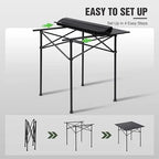 Roll Up Camping Tables That Folds Up, 
Lightweight,  Portable  ,Compact ,  Metal Camp Table for Grill Outdoor Picnic, Black Long