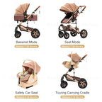 Baby Stroller Combo Car Seat, Travel System with Isofix Base,
Baby Carriage 3in1 Reversible Foldable Standard Stroller